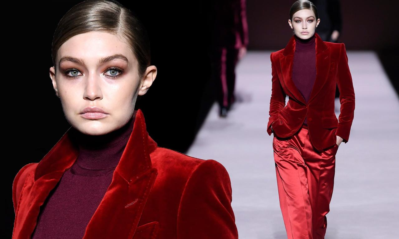Gigi Hadid Sashays Down The Catwalk At Tom Ford Fall Winter 2019 Show |  Daily Mail Online