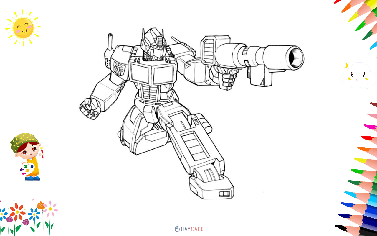Tranh Tô Màu Robot Biến Hình, Đại Chiến, Gundam, Transformer