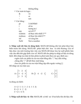 Cac Lenh Trong Matlab