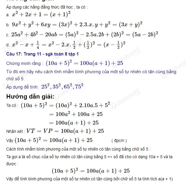 Giải Bài Tập Trang 11, 12 Sgk Toán 8 Tập 1 Bài 16, 17, 18, 19, 20, 21,
