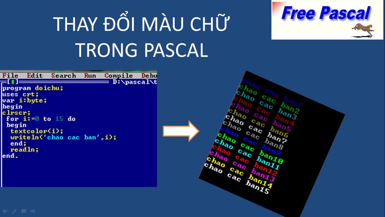 Pascal, Thay Đổi Màu Chữ Cho Đẹp. - Youtube