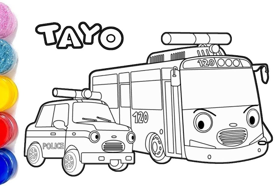 Vẽ Tranh Xe Buýt Tayo Và Xe Cảnh Sát Phim Hoạt Hình Hay Nhất 💖 Tayo The  Little Bus 💖 - Youtube