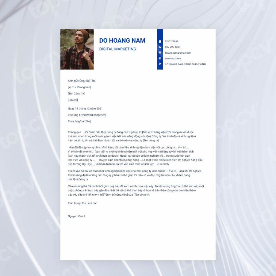 Tổng Hợp Mẫu Cover Letter (Thư Xin Việc) Chuẩn Độc Đáo - Topcv.Vn