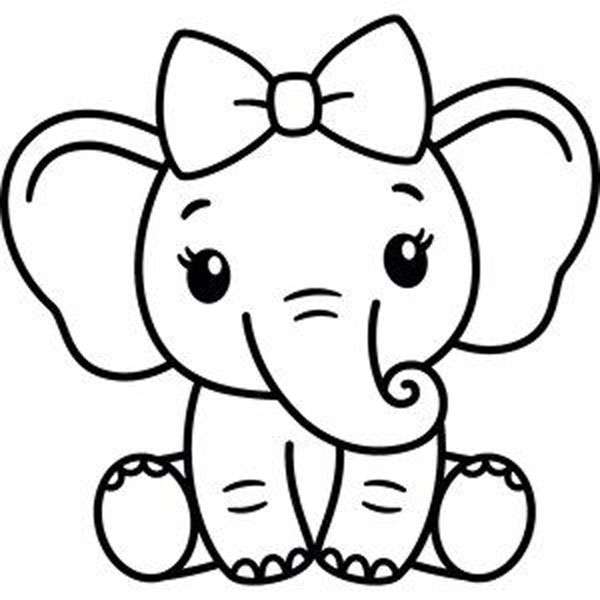 23 Mẫu Tranh Tô Màu Con Voi Dễ Thương Cute Cho Bé
