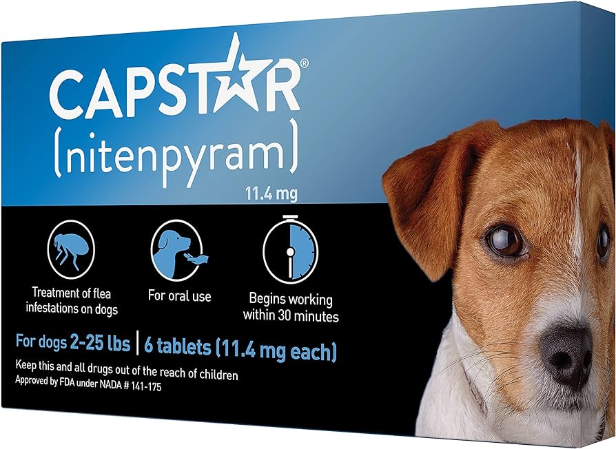 Amazon.Com : Capstar (Nitenpyram) Oral Flea Treatment For Dogs, Fast Acting  Tablets Start Killing Fleas In 30 Minutes, Small Dogs (2-25 Lbs), 6 Doses :  Pet Supplies