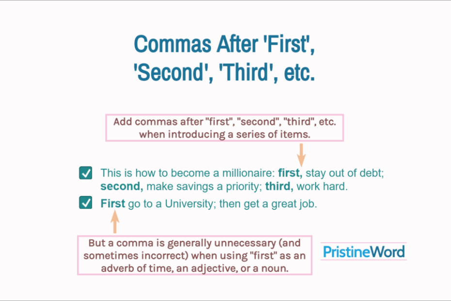 Commas After 'First', 'Second', 'Third', Etc.
