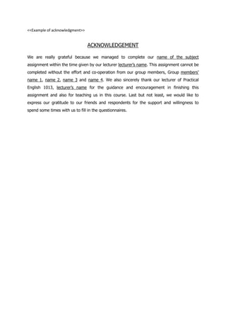 Example of acknowledgment | PDF Example Of Acknowledgment | Pdf
