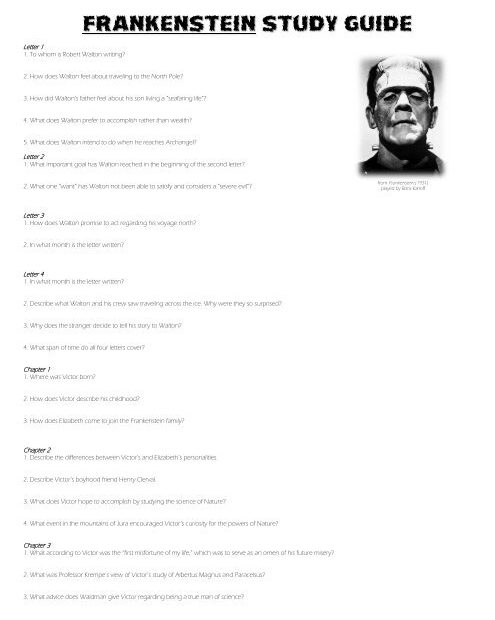 Frankenstein Study Guide