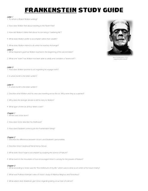 Frankenstein Study Guide
