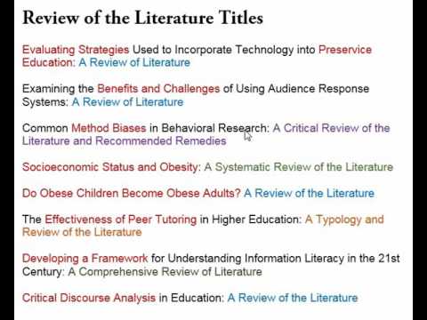 Titles For A Review Of The Literature - Youtube