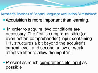 Krashen'S Five Main Hypotheses | Ppt