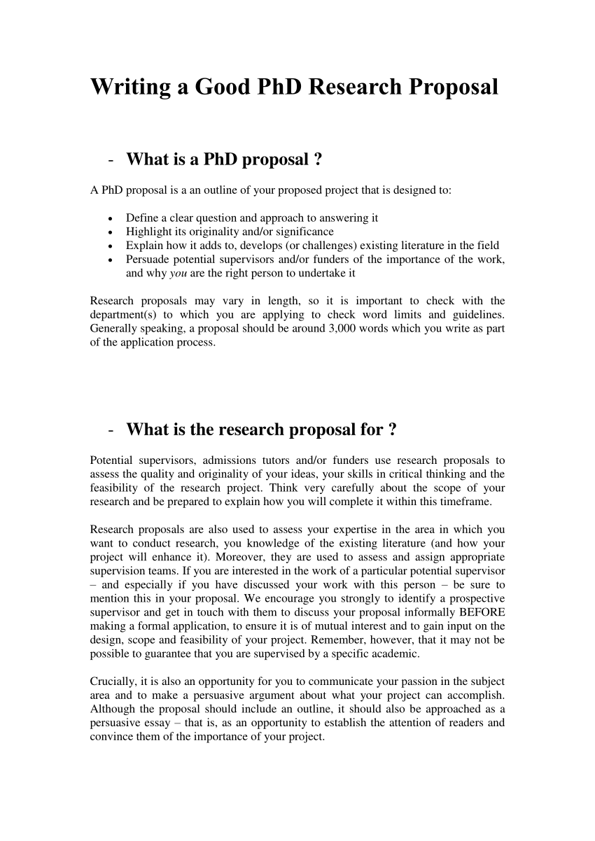 PDF) Writing a Good PhD Research Proposal Pdf) Writing A Good Phd Research Proposal