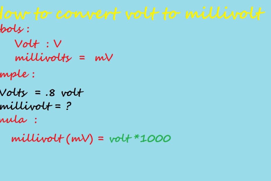 How To Convert Volt To Milivolt - Electrical Calculation - Youtube