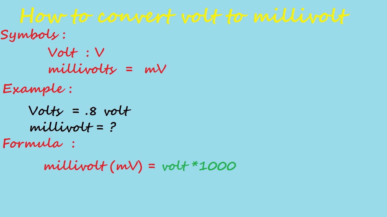 How To Convert Volt To Milivolt - Electrical Calculation - Youtube