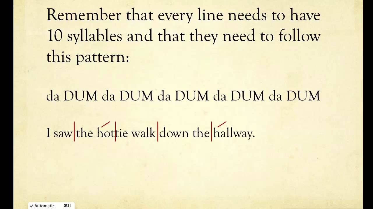 Writing In Iambic Pentameter - Youtube