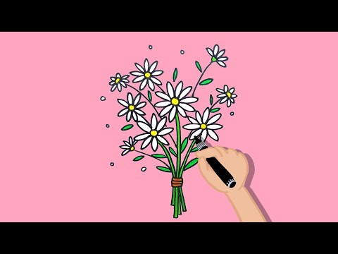 예쁜 데이지꽃 쉽게 따라그리기! 데이지 꽃다발그리기! 계란꽃 그리기! 랄라제이의 손그림강좌~